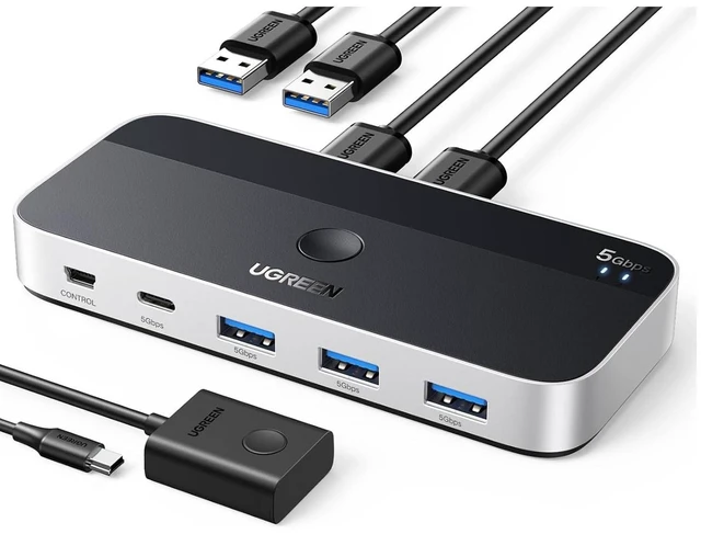 Alt view image 8 of 14 - USB 3.0 Switch -Switcher Sharing Keyboard and Mouse, USB Switch Hub for Two Computers with 2 USB3.0 Cables and Controller
