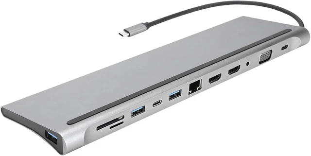 Alt view image 8 of 14 - VGA USB C Docking Station, 12-in-1 Type C Hub with Card Slot Memory Card RJ45, for Wired Network Connection, Supporting PD Fast Charge, 87W, 4k HD, 1080p,3.5mm Audio