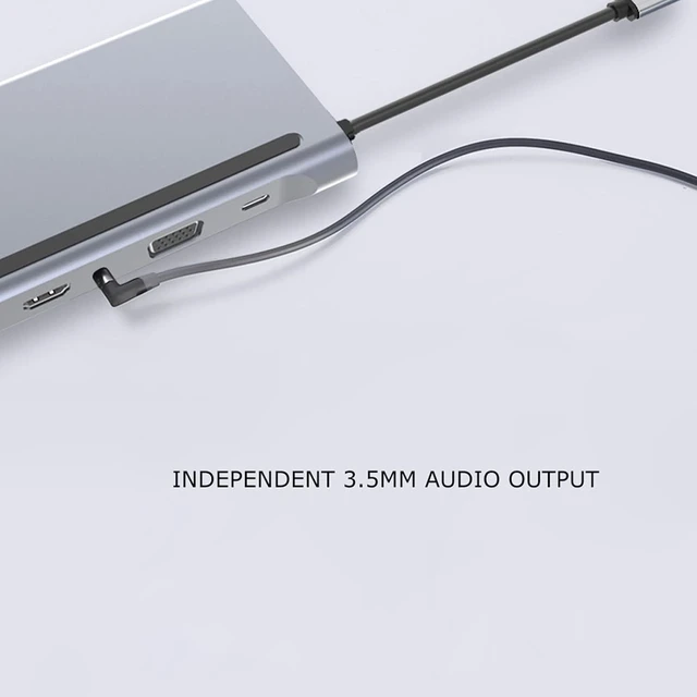 Alt view image 12 of 14 - VGA USB C Docking Station, 12-in-1 Type C Hub with Card Slot Memory Card RJ45, for Wired Network Connection, Supporting PD Fast Charge, 87W, 4k HD, 1080p,3.5mm Audio