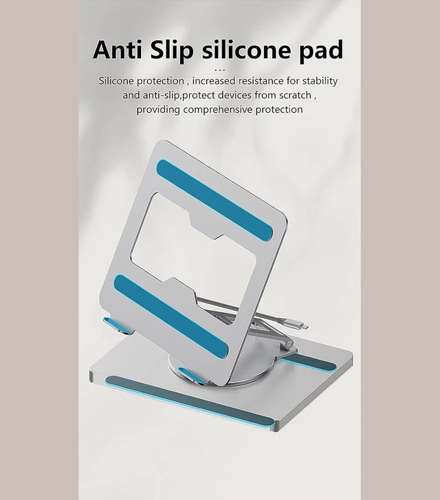 Alt view image 13 of 14 - 10 Port Laptop Docking Station with 360 Degree Rotate Base and Comprehensive Device Protections Aluminum Alloy