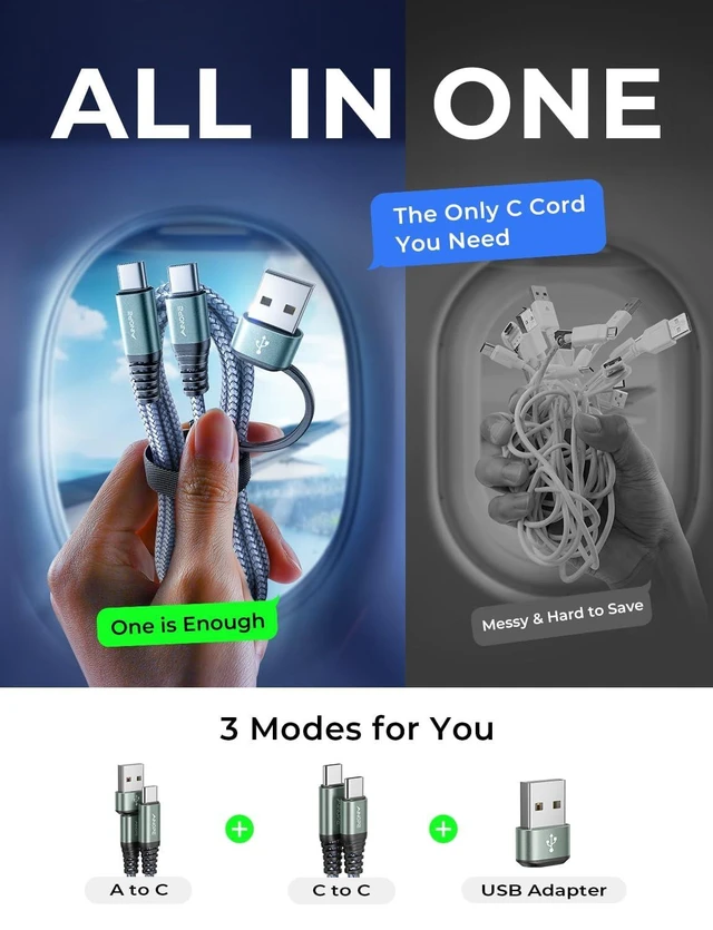 Alt view image 13 of 14 - 10FT USB C Cable Fast Charging with USB Adapter, Woven 60W USB to USB C Cable Type C Charger Fast Charging 10FT Long USB-C Cables for iPhone 17 Pro Max Air 16/15/14 Xbox X/S Wireless Controller