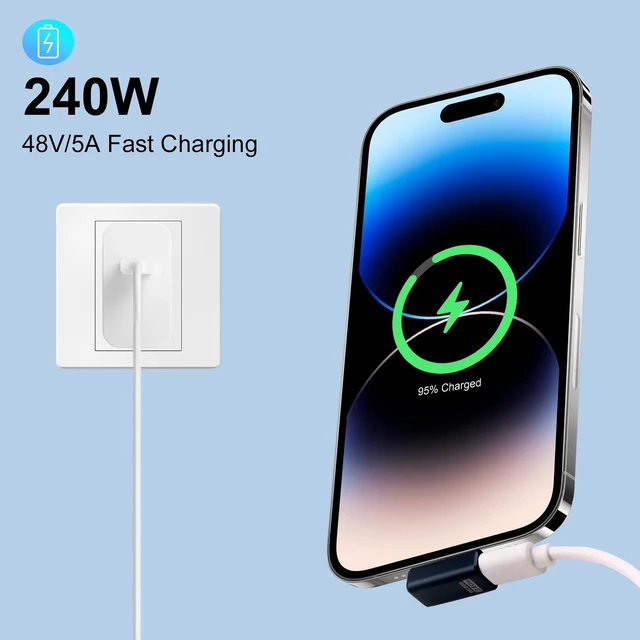 Alt view image 10 of 14 - 2-Pack Right Angle USB C Adapter, 80Gbps/240W PD/8K@60Hz, USB C Right Angle Adapter 90 Degree Type C Extender Support Thunderbolt 5/4 for iPhone 15, MacBook, Steam Deck, Switch