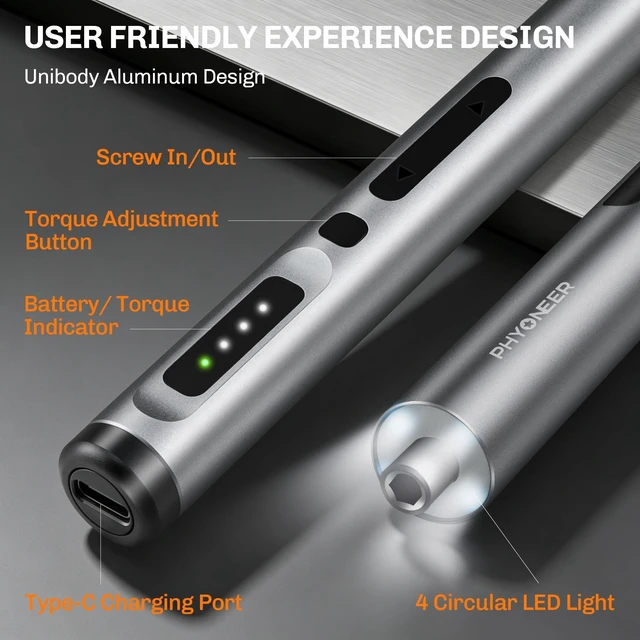 Alt view image 10 of 14 - Mini Electric Screwdriver, 25-in-1 Precision Power Screwdriver Set | S2 Steel Bits,3 Torque Settings (Max 0.5N.m),LED Light,500 mAh,Repair Kit for Phone,PC,Camera,Electronics,Gifts for Men