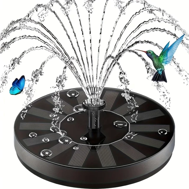 Alt view image 6 of 6 - Solar Bird Bath Fountain Pump with 3 Nozzles Floating Water Feature for Garden Pond Pool Fish Tank Outdoor Solar-Powered Spray Pump 16cm 1.5W
