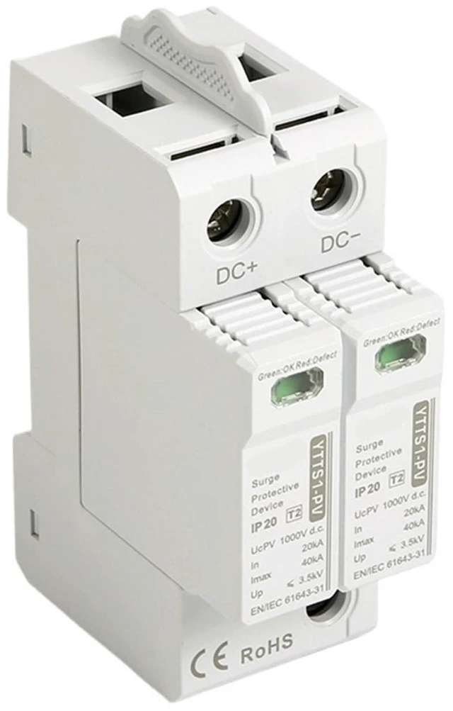 Alt view image 2 of 2 - DC SPD Surge Protective Device 600V 1000V 2P 20KA-40KA Voltage Protector Solar PV Photovoltaic Arrester