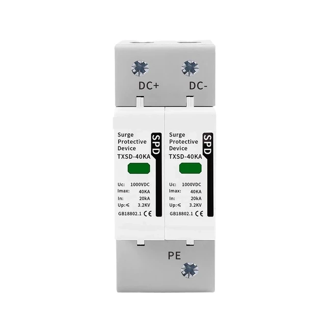 Alt view image 2 of 2 - DC SPD Surge Protective Device 600V 800V 1000V 2P 20KA 40KA 60KA Voltage Protector Solar PV Photovoltaic Arrester