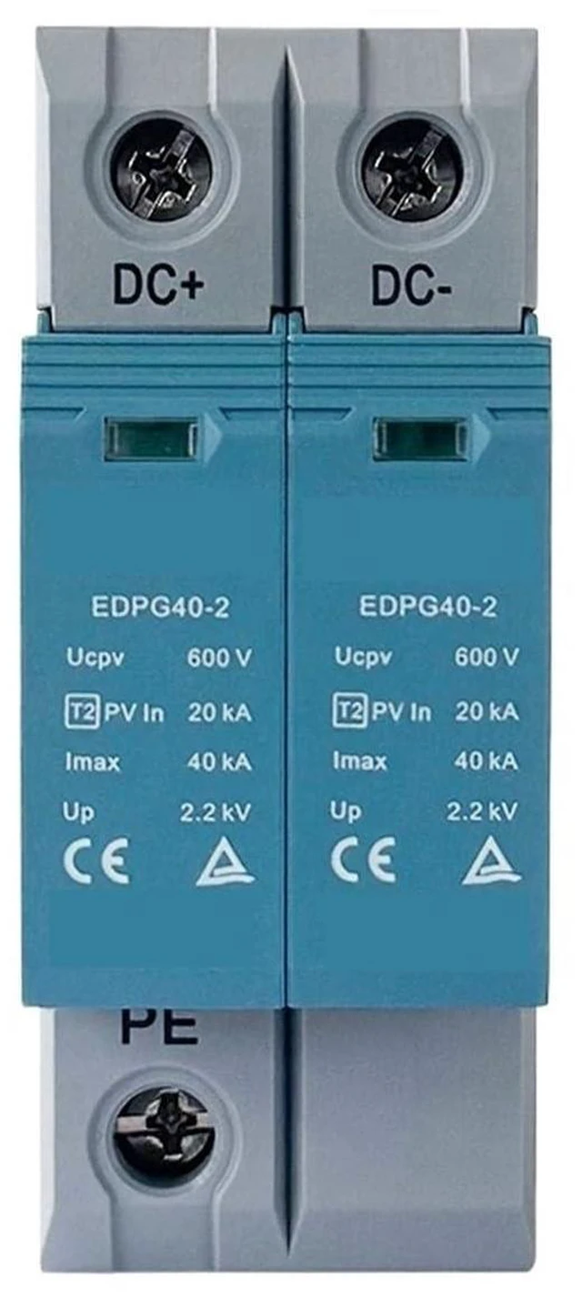 Alt view image 2 of 2 - 2P Solar PV DC SPD Surge Protective Device DC 600V 40KA Surge Arrester Protector Din Rail