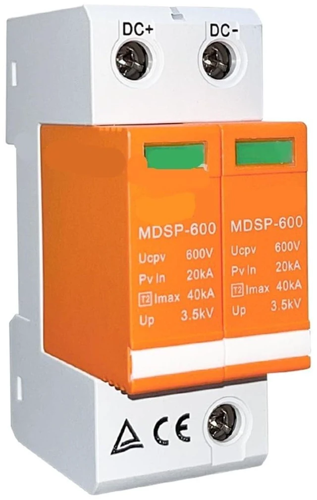 Alt view image 2 of 2 - Solar PV 40ka 2Pole 2P DC 600V DPS Surge Protector Arrester Surge Protective Device SPD