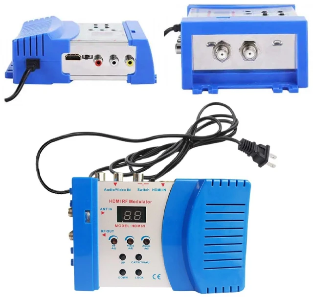 Alt view image 2 of 2 - HDMI Modulator RF Modulator, HDMI AV to RF Modulator PAL NTSC Output Plug and Play AV to RF Converter for Home TV Game Console