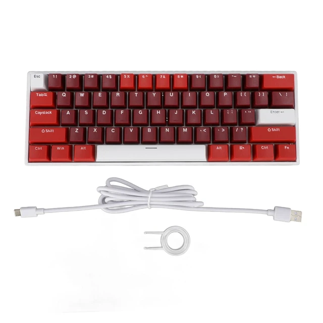 Alt view image 2 of 2 - 61 Key Mechanical Keyboard with Red Switch, Wired USB C RGB Backlit Compact 60% Layout, Ergonomic Design for Office Home Gaming, Full Hot Swap Support