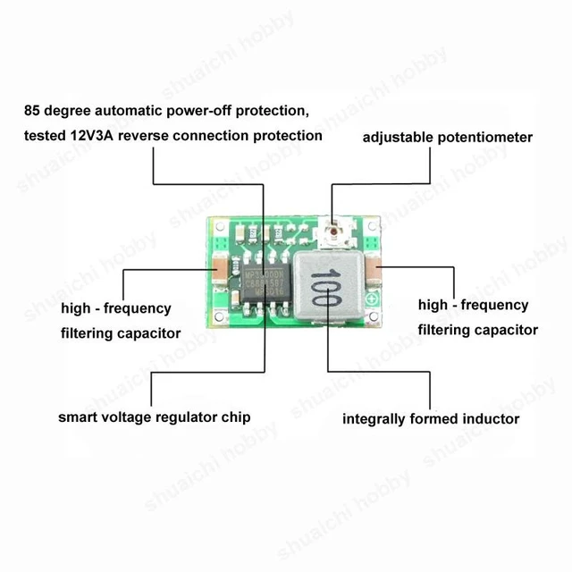 Alt view image 9 of 10 - 10PCS Step-down Power Supply Module DC 4.75-23V to 1-17V Mini Synchronous Rectification Voltage Regulator Unit for RC Airplane