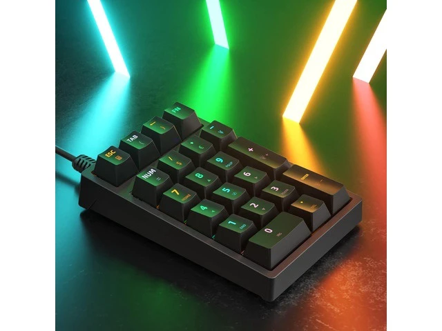 Alt view image 13 of 14 - Number Pad, Mechanical USB Wired Numeric Keypad with RGB LED Backlit 21 Key Numpad,Mechanical Numeric Keypad for Laptop Desktop Computer PC Blue Switch (Black)