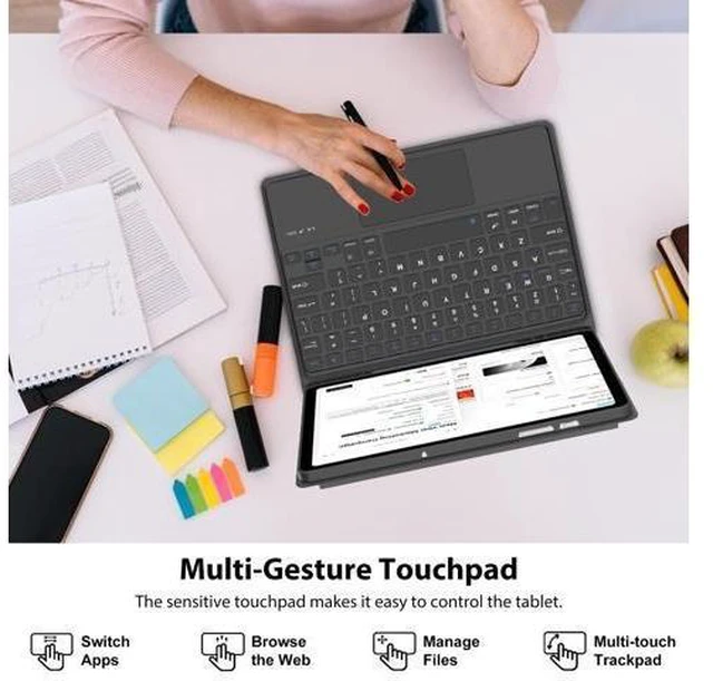 Alt view image 8 of 10 - Galaxy Tab A9 Plus Case with Keyboard, Touch Keypad for Samsung A9+ Tablet 2023, Functional Magic Keyboard for Samsung A9Plus, Pen Holder, Rechargeable Battery, Trackpad Case for A9+ 5G, Black