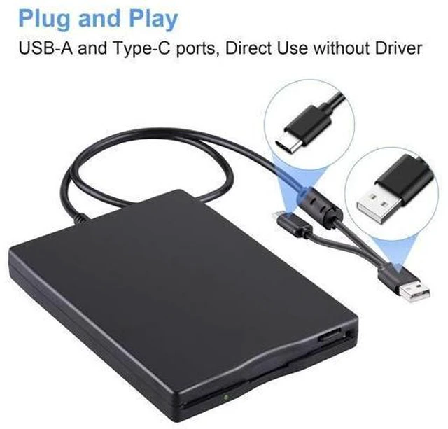 Alt view image 7 of 10 - Tendak Floppy Disk Reader, 3.5 inch External USB & Type-C 1.44MB FDD Floppy Disk Drive for Windows 11/10/8/7/2000/XP, Vista, PC, Laptop and Desktop, Plug and Play, Black
