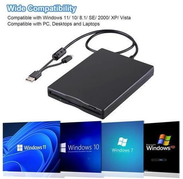 Alt view image 8 of 10 - Tendak Floppy Disk Reader, 3.5 inch External USB & Type-C 1.44MB FDD Floppy Disk Drive for Windows 11/10/8/7/2000/XP, Vista, PC, Laptop and Desktop, Plug and Play, Black