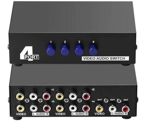 Alt view image 7 of 9 - 4Port RCA AV Switch Box, 4 in 1 Out Composite Audio Video Selector Hub for TV