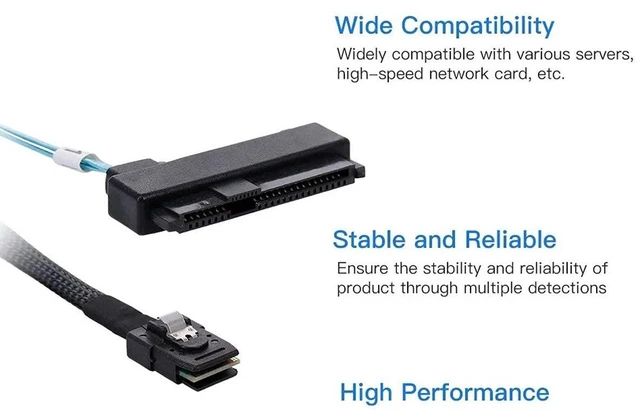 Alt view image 12 of 14 - Internal 36 Pin Mini SAS SFF-8087 Host to 4 SFF-8482 Target SAS Hard Disk and SATA Power Cable 50cm