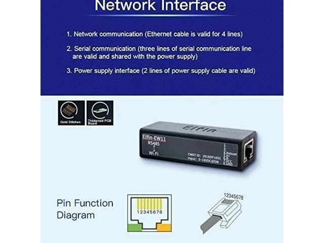 Alt view image 11 of 14 - HF Smallest Elfin-EW11/Elfin-EW11A-0 Wireless Networking Devices Modbus TPC IP Function RJ45 RS485 to WiFi Serial Server (EW11A-0 Whole Set)