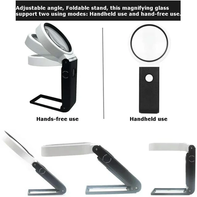 Alt view image 5 of 6 - 3Pcs Magnifying Glass With Light And Stand, Hands Free Handheld 6X 25X Adjustable Folding Magnifier With LED Lighted