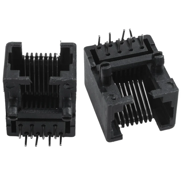Alt view image 5 of 6 - 100Pcs RJ45 8P8C Computer Internet Network PCB Jack Socket Black