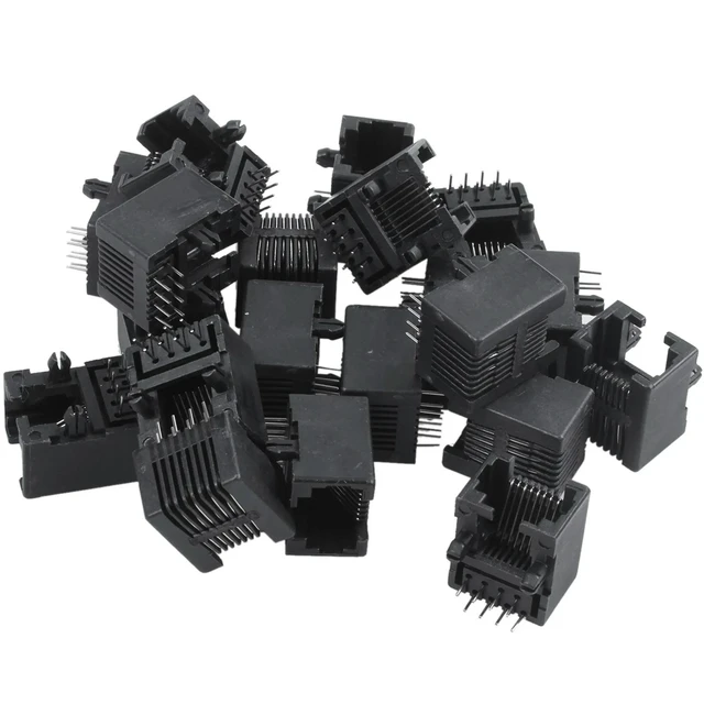 Alt view image 6 of 6 - 100Pcs RJ45 8P8C Computer Internet Network PCB Jack Socket Black