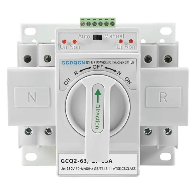 Alt view image 4 of 6 - Dual Power Automatic Transfer Switch 2P63A Switch Gear Switch Cb Class Ats Home Single Phase 220V