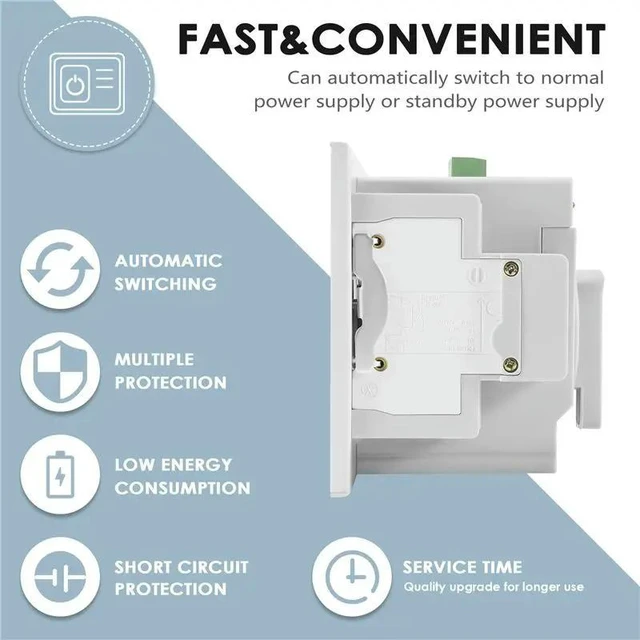 Alt view image 5 of 6 - Dual Power Automatic Transfer Switch 2P63A Switch Gear Switch Cb Class Ats Home Single Phase 220V