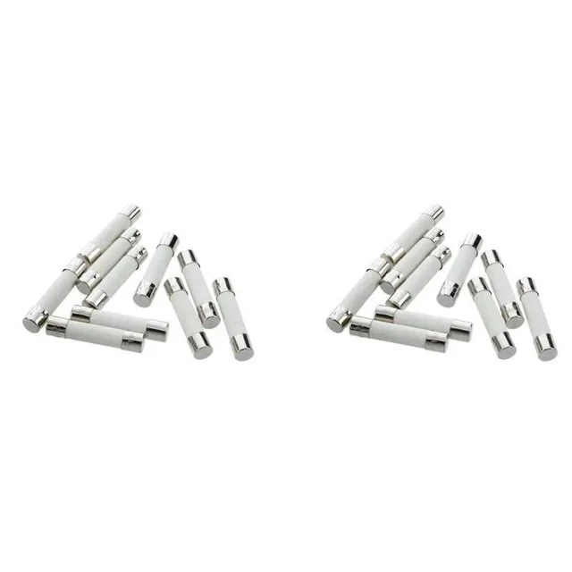Alt view image 4 of 6 - 20 Pcs Ac 250 V 15 A 6 X 30 Mm, High Speed Kick Cylindrical Fuse Tube · White + Silver