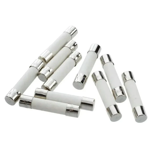 Alt view image 4 of 6 - 50 Pcs AC 250 V 15 A 6 X 30 Mm, High Speed Kick Cylindrical Fuse Tube · White + Silver