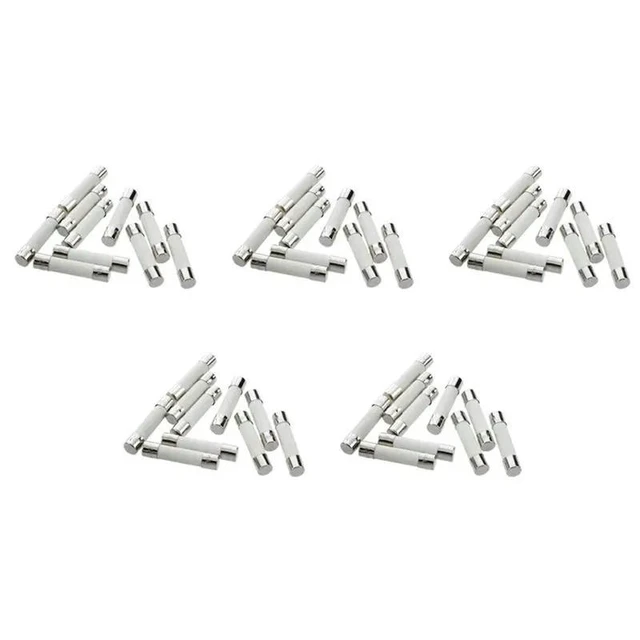 Alt view image 5 of 6 - 50 Pcs AC 250 V 15 A 6 X 30 Mm, High Speed Kick Cylindrical Fuse Tube · White + Silver