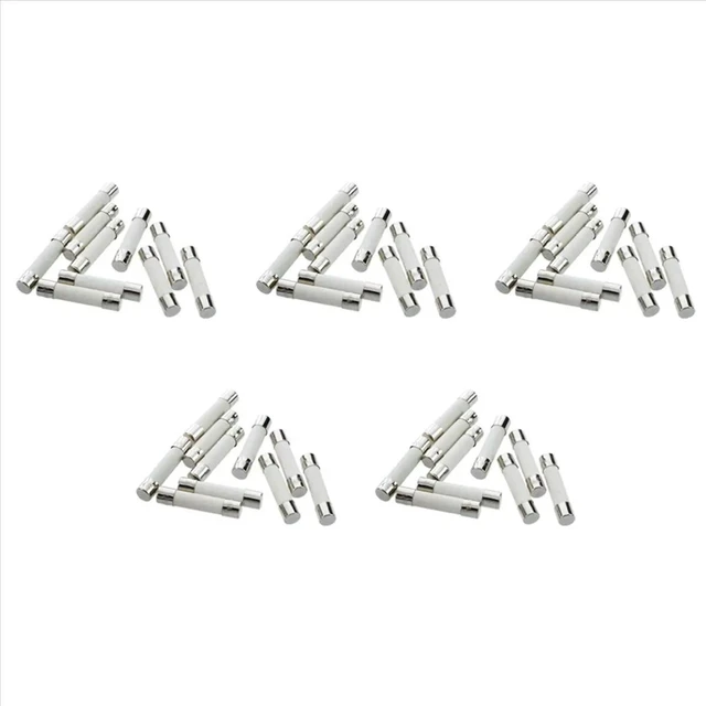 Alt view image 6 of 6 - 50 Pcs AC 250 V 15 A 6 X 30 Mm, High Speed Kick Cylindrical Fuse Tube · White + Silver
