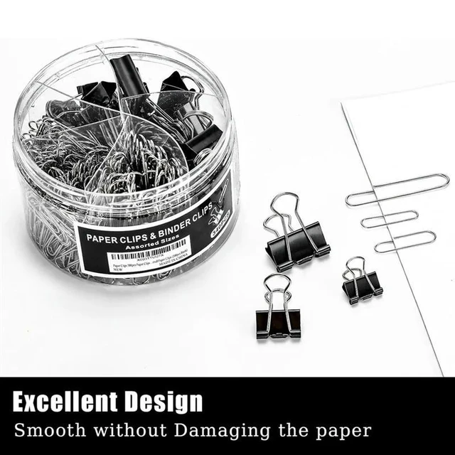 Alt view image 4 of 6 - Premium Set Of 340Pcs Assorted Sizes Paper & Binder Clips - For School Or Office Use