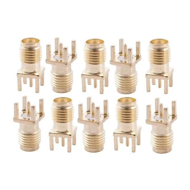 Alt view image 12 of 12 - 20X SMA Female Jack Solder PCB Mount Straight RF Connector Gold