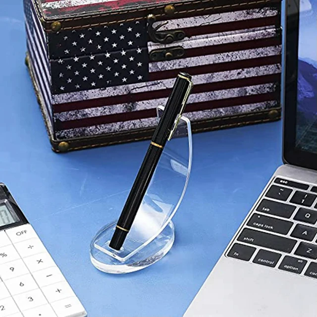 Alt view image 6 of 6 - 4 Pieces Acrylic Pen Holder Display Stand Pencil Display Holder Fountain Pen Ballpoint Pen Display Rack (Black)