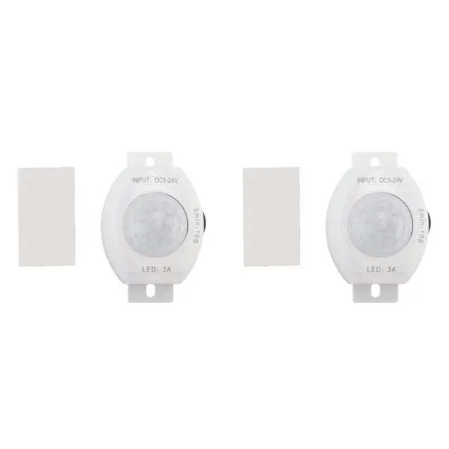 Alt view image 7 of 12 - 2X PIR Infrared Motion Sensor DC5-24V Auto On Off Timer Switch Home LED Light Body PIR Motion Sensor Lamp White
