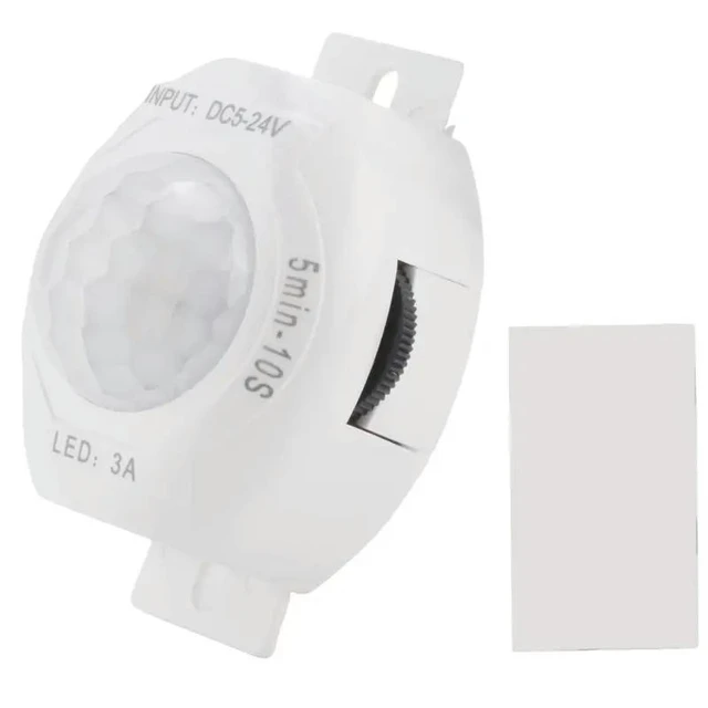 Alt view image 9 of 12 - 2X PIR Infrared Motion Sensor DC5-24V Auto On Off Timer Switch Home LED Light Body PIR Motion Sensor Lamp White