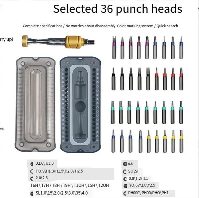 Alt view image 7 of 8 - 37-piece l-in-l screw kit for mobile phone repair, eyeglasses, notebook, tablet disassembly and multi-functional tool set