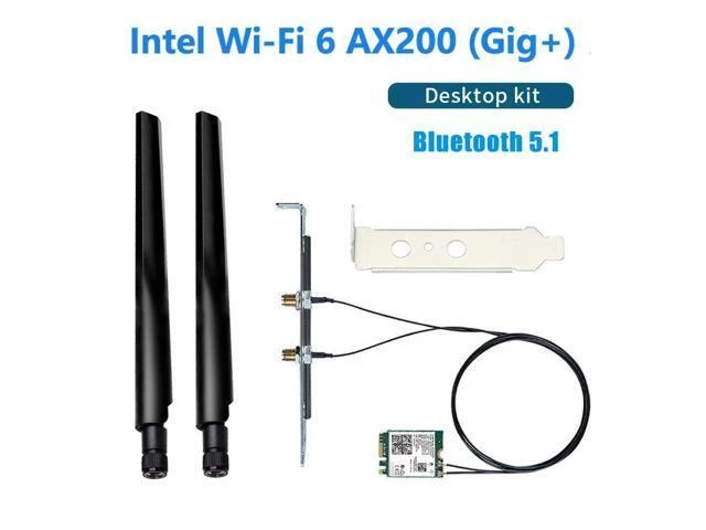 Alt view image 9 of 14 - 3000Mbps 802.11ax Wi-Fi 6 Desktop Kit Intel AX200 Bluetooth 5.1 Wifi Antenna Card 2.4G/5Ghz MU-MIMO AX200NGW Wifi Adapter For PC