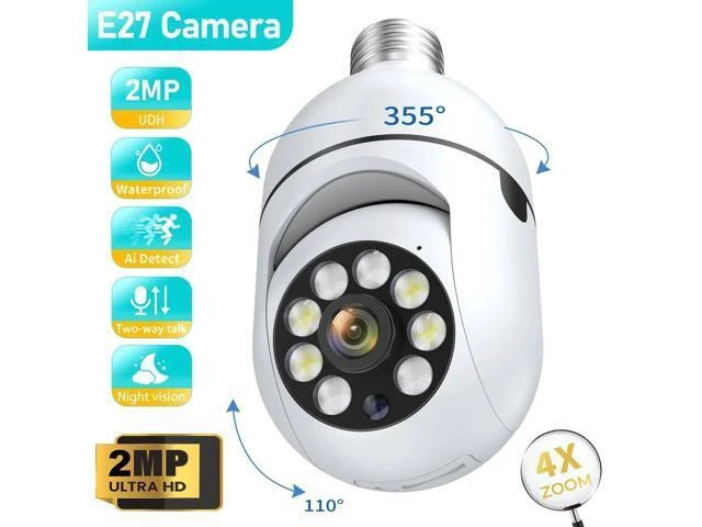 Alt view image 9 of 14 - HD 1080P Wireless Light Bulb Security Camera, 2.4g & 5g WiFi, Motion Auto Tracking, 2 Way Audio, Smart Night Vision, Support ONVIF & RTSP, Work with Alexa, SD Card & Cloud Storage, Free App