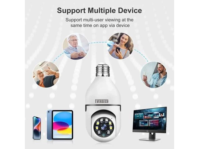Alt view image 14 of 14 - HD 1080P Wireless Light Bulb Security Camera, 2.4g & 5g WiFi, Motion Auto Tracking, 2 Way Audio, Smart Night Vision, Support ONVIF & RTSP, Work with Alexa, SD Card & Cloud Storage, Free App