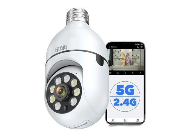 Alt view image 8 of 14 - HD 1080P Wireless Light Bulb Security Camera, 2.4g & 5g WiFi, Motion Auto Tracking, 2 Way Audio, Smart Night Vision, Support ONVIF & RTSP, Work with Alexa, SD Card & Cloud Storage, Free App