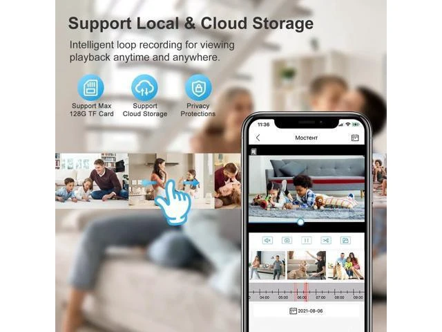 Alt view image 12 of 14 - HD 1080P Wireless Light Bulb Security Camera, 2.4g & 5g WiFi, Motion Auto Tracking, 2 Way Audio, Smart Night Vision, Support ONVIF & RTSP, Work with Alexa, SD Card & Cloud Storage, Free App