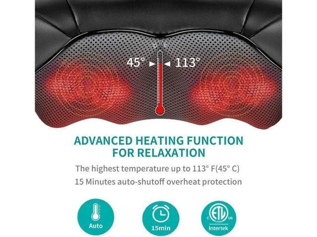 Alt view image 11 of 14 - Shiatsu Neck and Back Massager with Soothing Heat, Electric Deep Tissue 3D Kneading Massage Pillow for Shoulder, Leg, Body Muscle Pain Relief, Home, Office, and Car Use