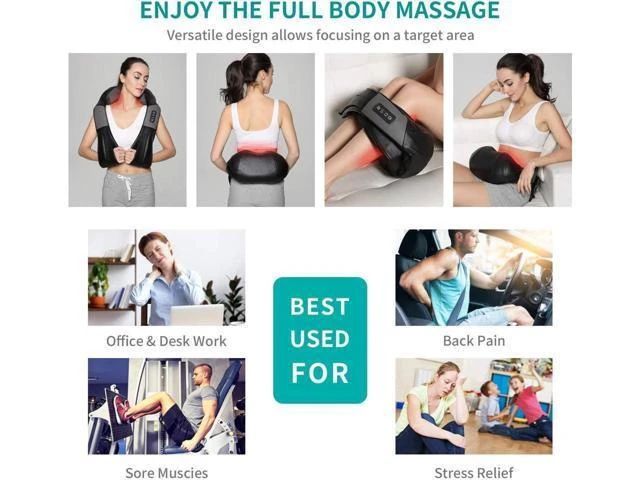 Alt view image 13 of 14 - Shiatsu Neck and Back Massager with Soothing Heat, Electric Deep Tissue 3D Kneading Massage Pillow for Shoulder, Leg, Body Muscle Pain Relief, Home, Office, and Car Use