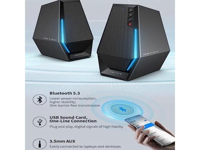 Alt view image 11 of 14 - Edifier G1500 Computer Speakers, Hecate Gaming Speakers with RGB, Bluetooth 5.3, USB Input, 3.5mm AUX Input Supported, Black
