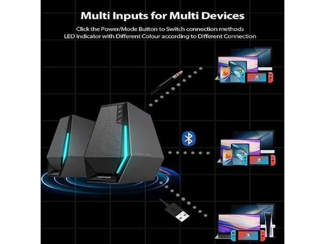 Alt view image 12 of 14 - Edifier G1500 Computer Speakers, Hecate Gaming Speakers with RGB, Bluetooth 5.3, USB Input, 3.5mm AUX Input Supported, Black