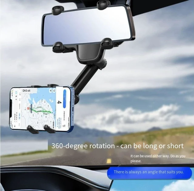 Alt view image 7 of 8 - product -Car reaniew mirror with mobile phone navigation bracket.Itcan be extended up and down and swiveled left and right, without
blocking the view.