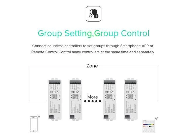 Alt view image 12 of 12 - 5in1 WB5 2.4GHz Tuya WiFi PWM LED Controller Compatible with Alexa/Google Home/Smart Life/Tuya Smart APP Control for Dimming CCT RGB RGBW RGBCCT LED Strip Work with WR01RF WR02RF etc