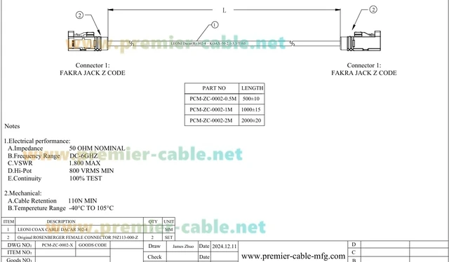 Alt view image 12 of 12 - Original Rosenberger 59Z113-000-Z FAKRA Z Female to Female RF Coaxial Cable 50 Ohm Vehicle Car GPS Antenna Extension Cable for ADAS, FPD-Link GMSL2 Camera, Satellite Radio, Infotainment (5M/16.4FT)
