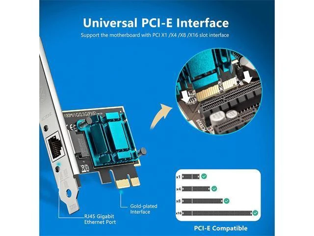 Alt view image 10 of 14 - 2.5GBase-T PCIE Network Card 2500/1000/100Mbps PCI Express Gigabit Ethernet Adapter, Network Adapter for PC, Supported Windows 11/10/8/7 and Mac 10.7 (Above)
